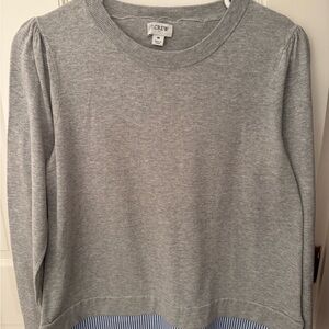 J. Crew Heather Gray Sweater with Blue Striped Detail